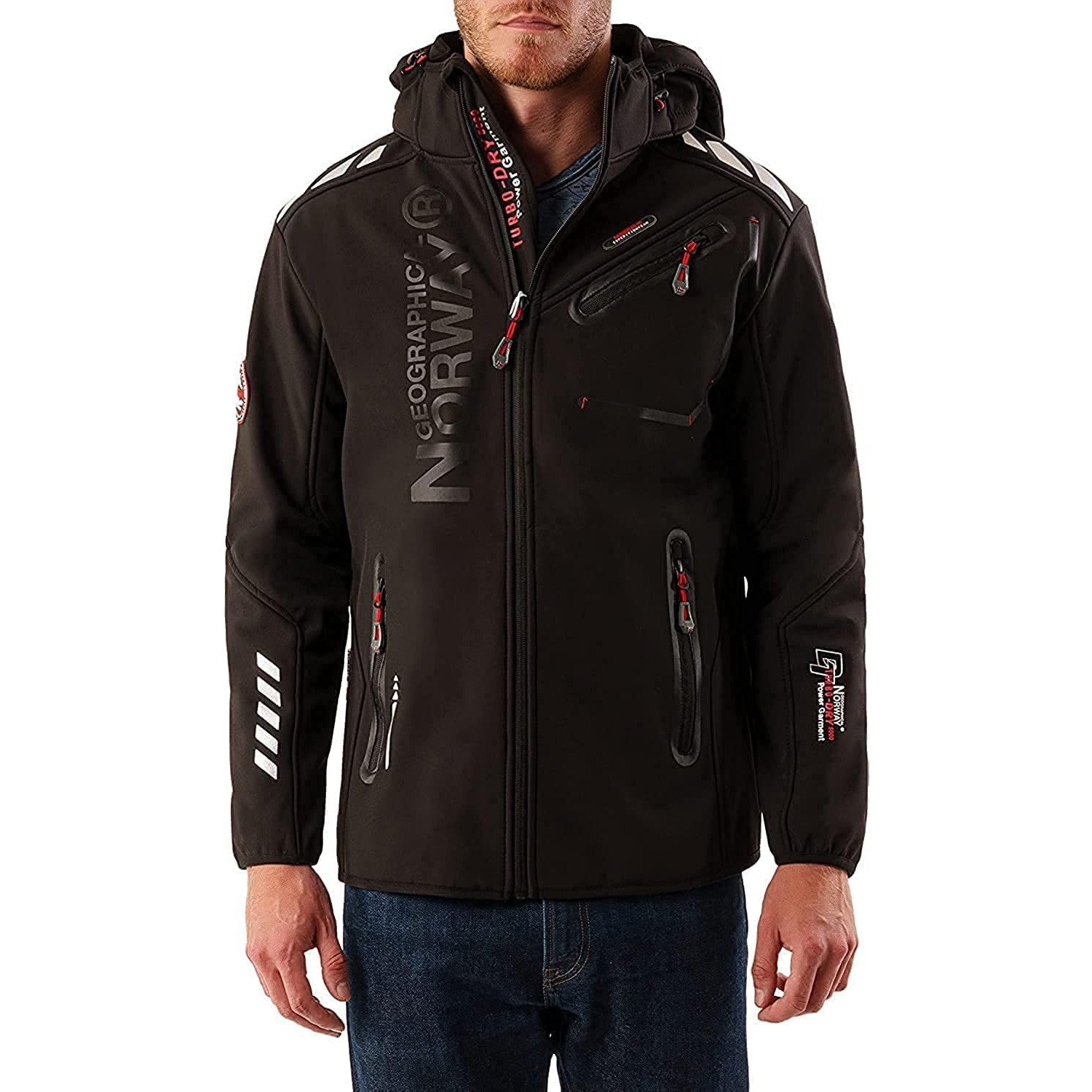 Geo Norway Men's Waterproof Breathable Softshell Jacket with Hood